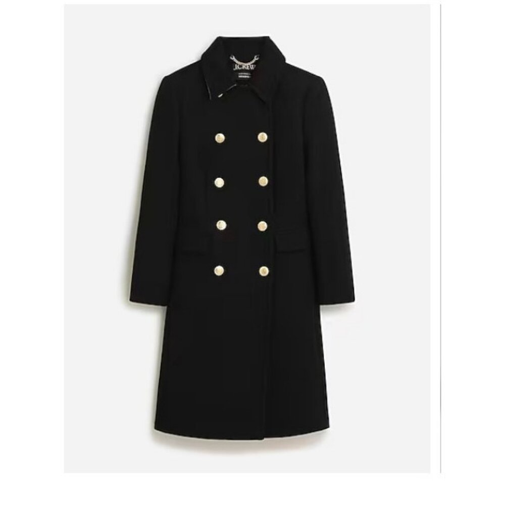 J. Crew Black Double-Breasted Coat with Gold Buttons - Picture 3 of 10